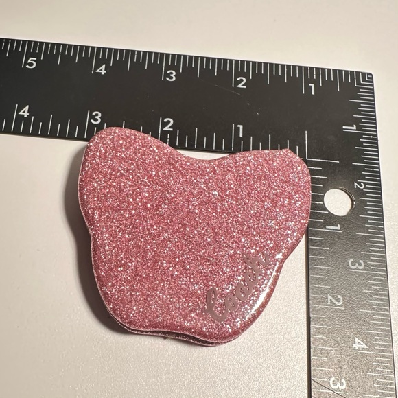 Coach Butterfly Glitter Pink Silver Shimmer Mirror Compact Case New - Picture 5 of 6